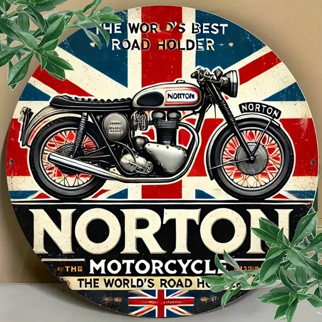 Vintage Norton Motorrad Metallschild aus Eisenblech von CIFBUY in Multicolor - Bild 1