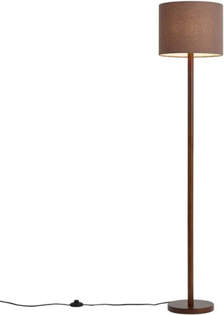 QAZQA Japandi Stehleuchte Mels aus Nussbaumholz mit braunem Leinenschirm, Höhe: 151 cm