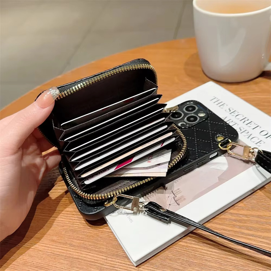 Handyhülle als Crossbody-Tasche und Brieftasche aus Leder mit Reißverschluss und Kartenfach für iPhone, Farbe: Weiß - Bild 2