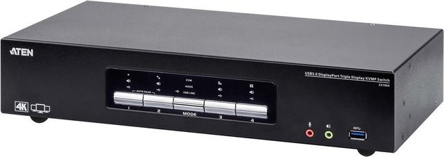 ATEN CS1964 KVMP Switch 4-Port USB 3.0 4K UHD Dreifach-Display DisplayPort und HDMI in Schwarz - Bild 1