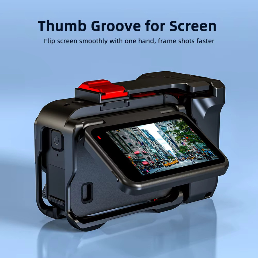 Flymile Street Grip Aluminiumlegierung Fotografie-Griff mit Cold Shoe und Auslöser-Knopf für Insta360 Ace Pro und Ace 2 in Schwarz - Bild 3