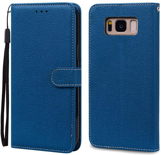 Leder-Brieftasche Flip Case für Samsung Galaxy S8 und S8 Plus in Blau - Bild 1