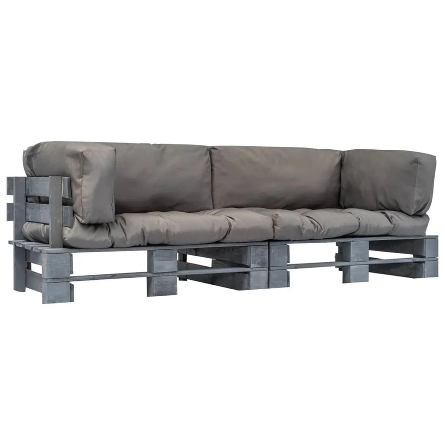 vidaXL 2-teiliges Outdoor-Sofa-Set aus Kiefernholz mit grauen Kissen für Garten und Terrasse - Bild 2