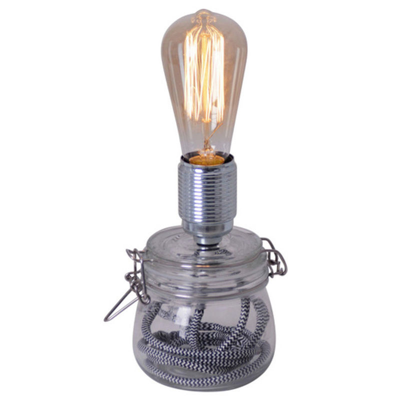 Näve Tischleuchte Max aus Glas und Metall, transparent/black, E27 - Bild 2