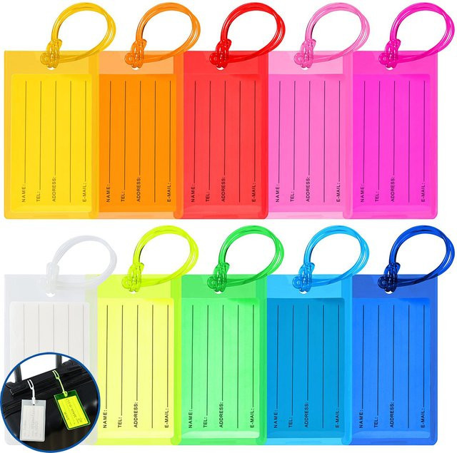 10er Set PVC Gepäckanhänger mit ID-Kartenhalter für Reise und Flugzeug - Bild 1