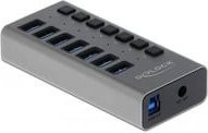 Delock 7 Port USB 3.2 Gen 1 SuperSpeed USB Hub mit Schalter in Grau - Bild 1