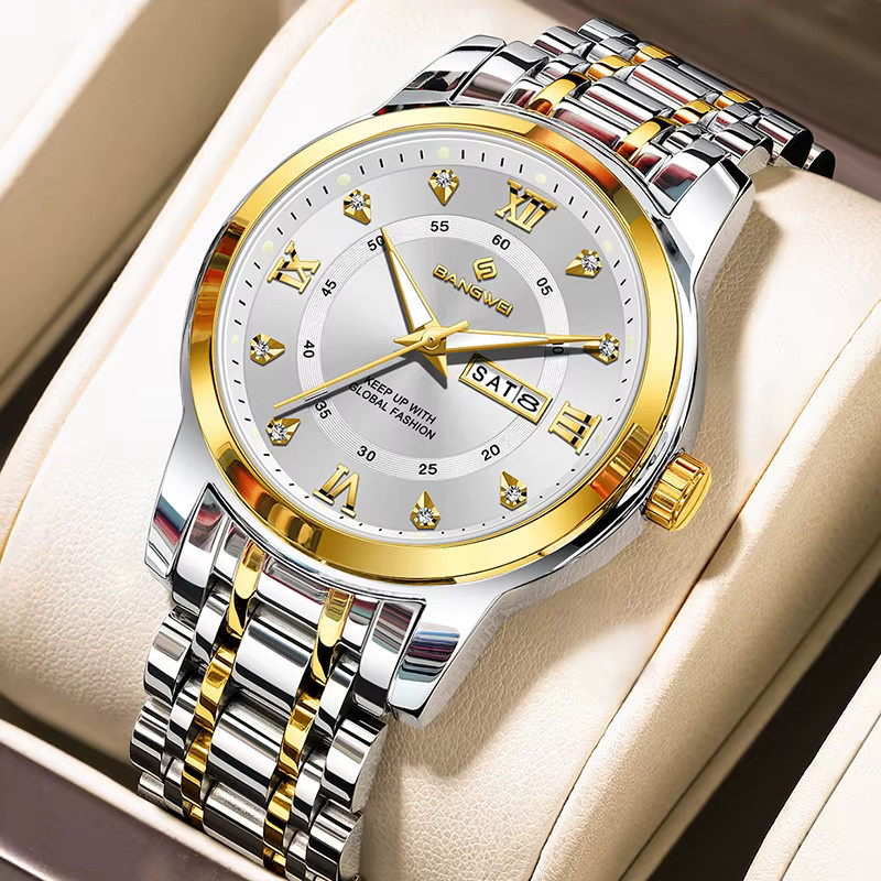 BANGWEI Armbanduhr, Chronograph, Edelstahl, Diamant, Damen - Bild 5