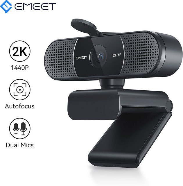 EMEET C960 2K Webkamera mit Autofokus und Mikrofonen in Schwarz für Streaming und Desktop/Laptop - Bild 1