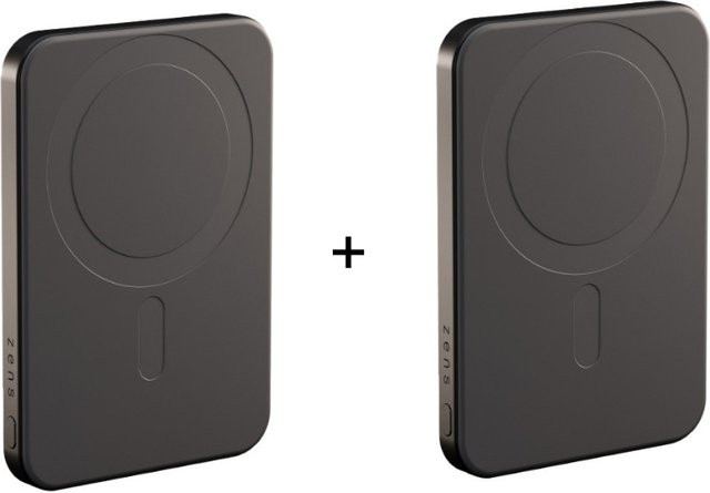 Zens Powerbank Pro 1 2er-Set, schlanker Zusatzakku mit 5.000 mAh und 15W, Schwarz - Bild 1