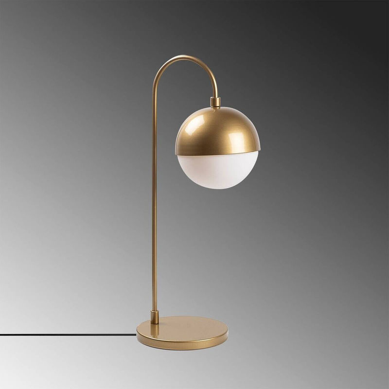 Opviq Tischleuchte aus Metall und Glas in Gold, B/T/H: 25 x 18 x 53 cm, E14 Fassung - Bild 4