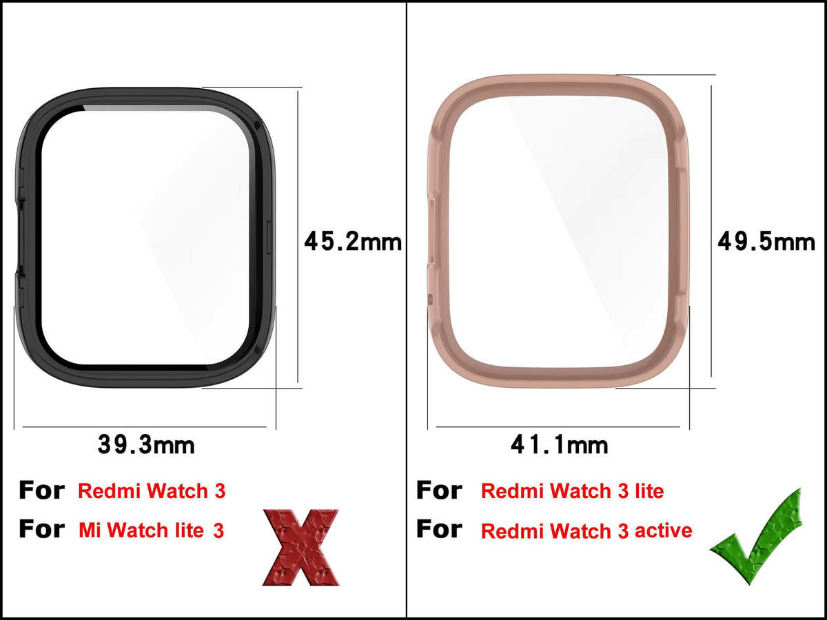 Xiaomi Redmi Watch 3 Lite Schutzhülle mit gehärtetem Glas, Schwarz, Unisex - Bild 2