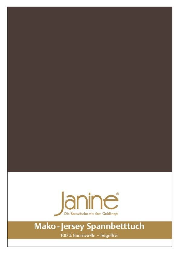Janine Spannbetttuch aus Mako-Jersey aus 100% Baumwolle, Farbe: Dunkelbraun, Breite: 90-100 cm, Länge: 190-200 cm - Bild 1