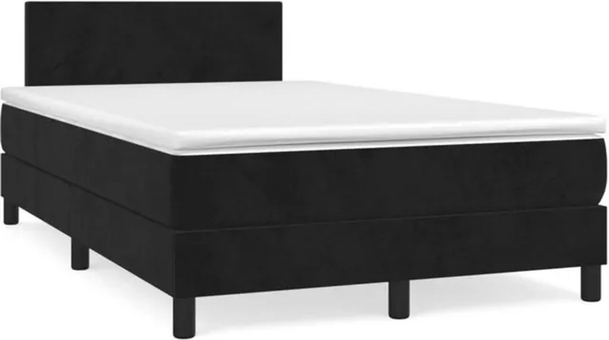 vidaxl Boxspringbett mit Matratze aus Samt in Schwarz, B/T/H: 120 x 190 cm - Bild 1