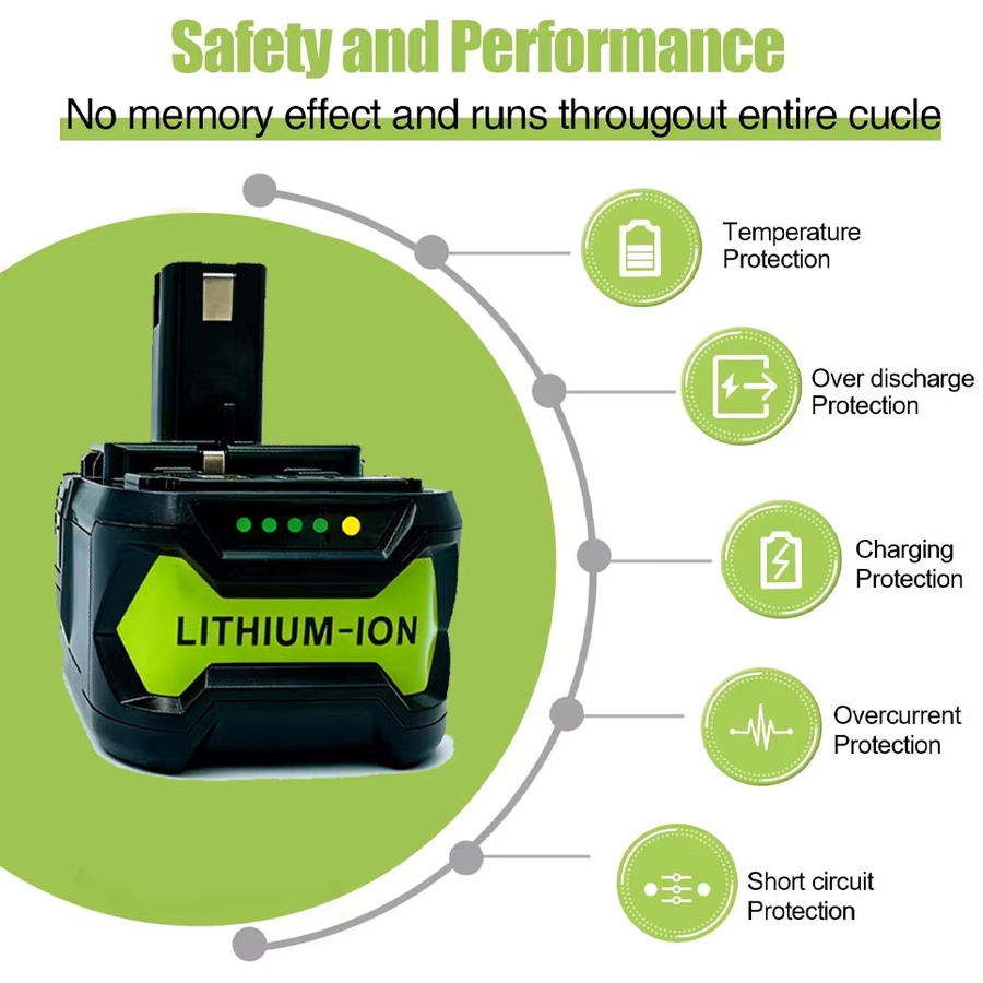 Ryobi 8Ah Ersatzakku für 18V One Plus Elektrowerkzeuge, kompatibel mit P107, P108 und P109, Schwarz - Bild 4