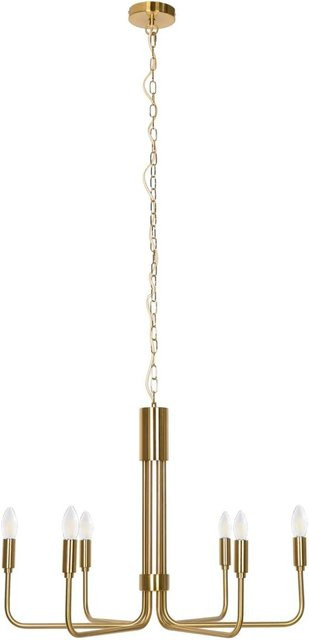 Lindby Kronleuchter Elanova Retro Vintage Antik, 6-flammig, Gold Messing, Metall - Bild 1