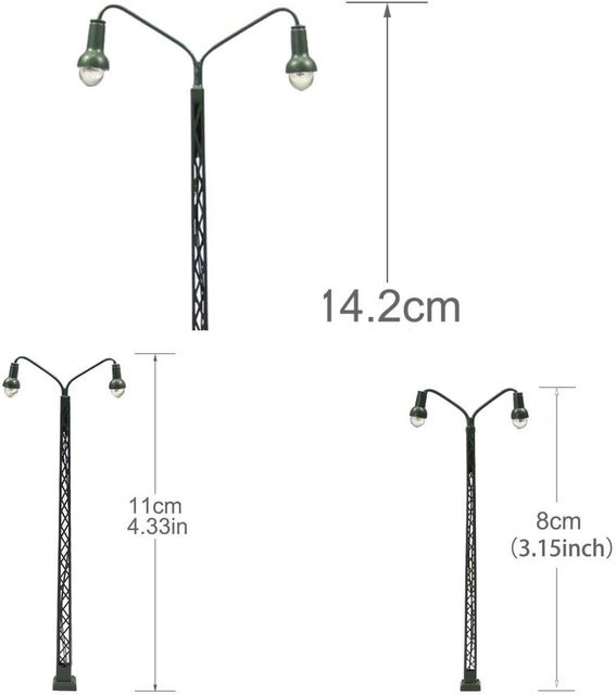 Evemodel Eisenbahn-Lampen Gittermast-Modell, Gleisbeleuchtung, Warmweiß, 3er-Pack - Bild 1