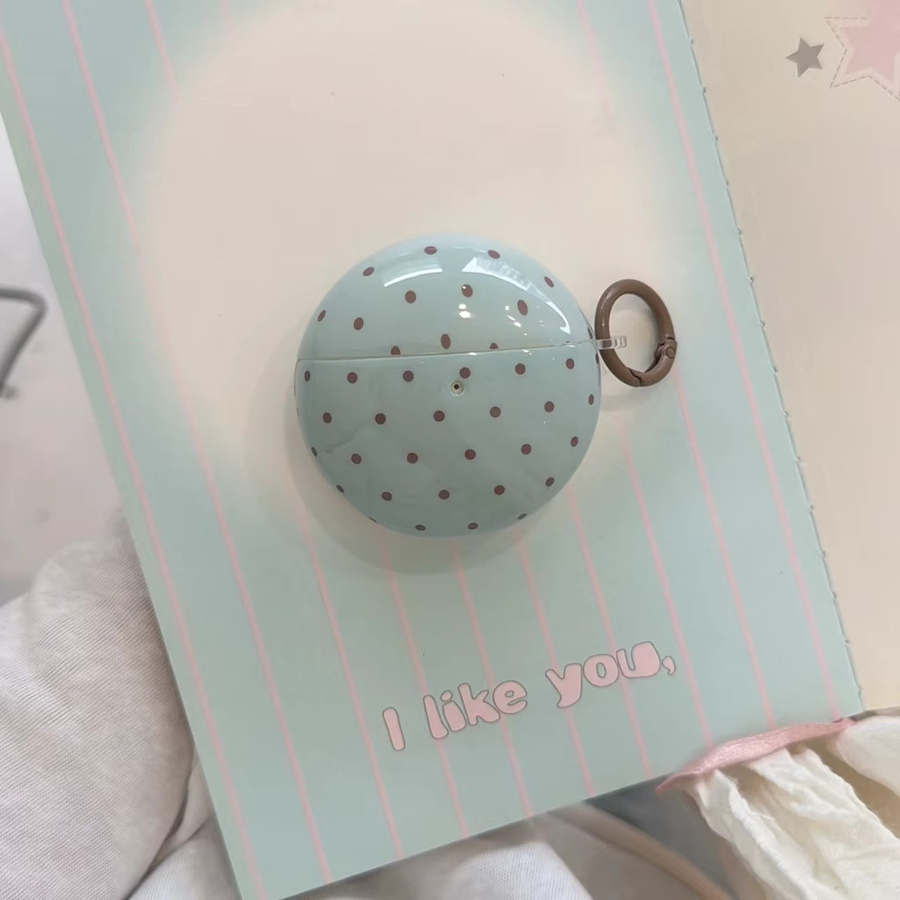 Glänzende Schutzhülle für Huawei FreeBuds 7i 6i 5i SE3 SE2 FreeClip 2 in Mintgrün mit braunem Polka-Dot-Muster - Bild 2