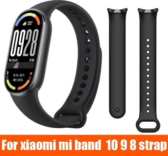 Xiaomi Silikonarmband in Schwarz als Ersatzband und Zubehör für Mi Band 8, Mi Band 9 und Mi Band 10 - Bild 1