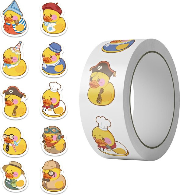 500 Stück Cartoon Gelbe Ente Aufkleber von Rui Di für DIY Scrapbook und Schreibwaren in Gelb und Grau - Bild 1