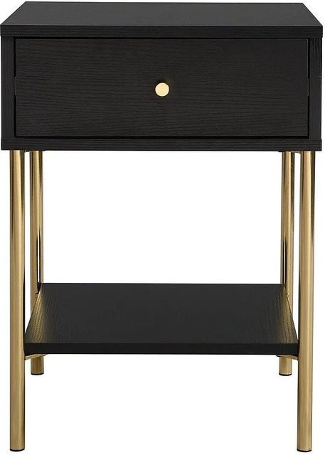 Milavia Nachttisch Schwarz Gold B: 40 cm - Bild 1