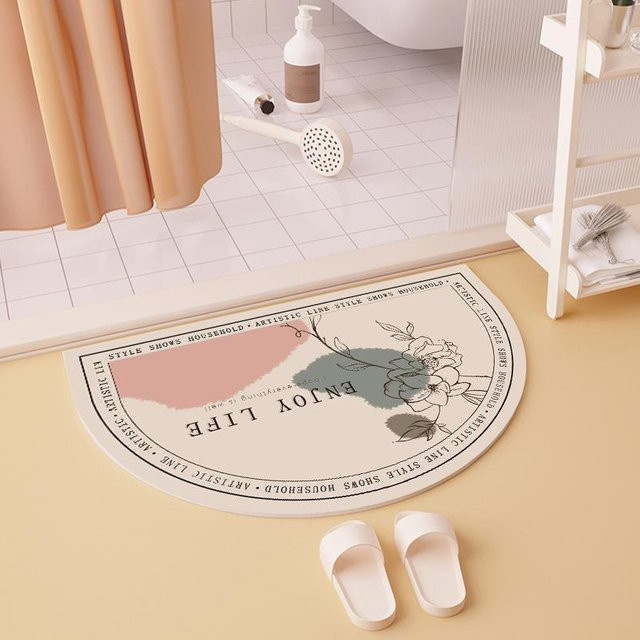 Saugfähige Badezimmer Matte von Yiran Furniture, rutschfeste Kieselgurmatte für die Toilette, Mehrfarbig, B/H: 60 x 40 cm - Bild 1