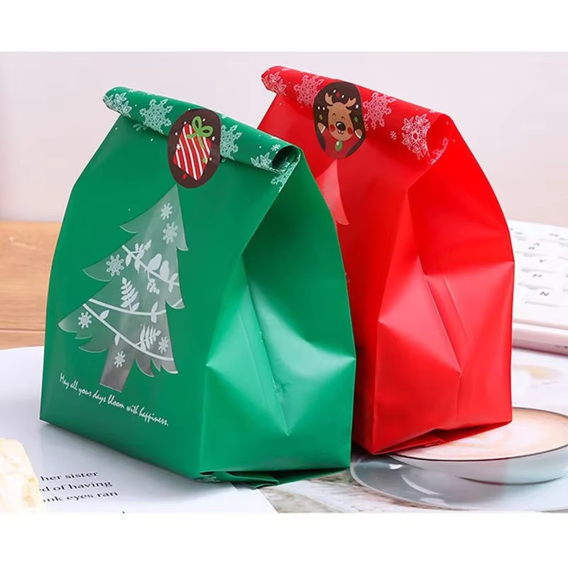 50 Stück Weihnachts-Geschenktüten mit Schneeflocken-Design in Grün für Süßigkeiten und Backwaren - Bild 2