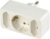 REV 3-fach-Stecker Übergangsstecker mit 2 Euro und 1 Schuko in Weiß - Bild 1