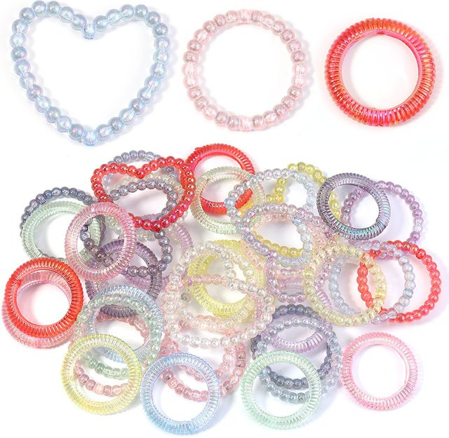 Louleur Perlen Acryl, Bunt, Herz, Kreis, 20 Stück - Bild 1