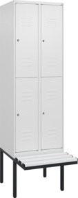 C+P Doppelstock-Spind Classic PLUS Sitzbank mit 2 Abteilen, Farbe: Weiß/Schwarz/Grau, B/T/H: 212,0 x 60,0 x 81,5 cm - Bild 1
