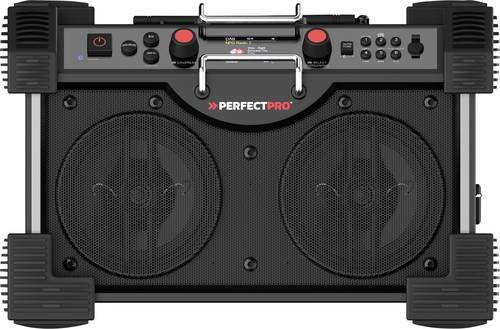 PerfectPro ROCKHART 18V Baustellenradio mit DAB+, UKW, Bluetooth, AUX, SD und USB Powerbank-Funktion in Schwarz - Bild 1