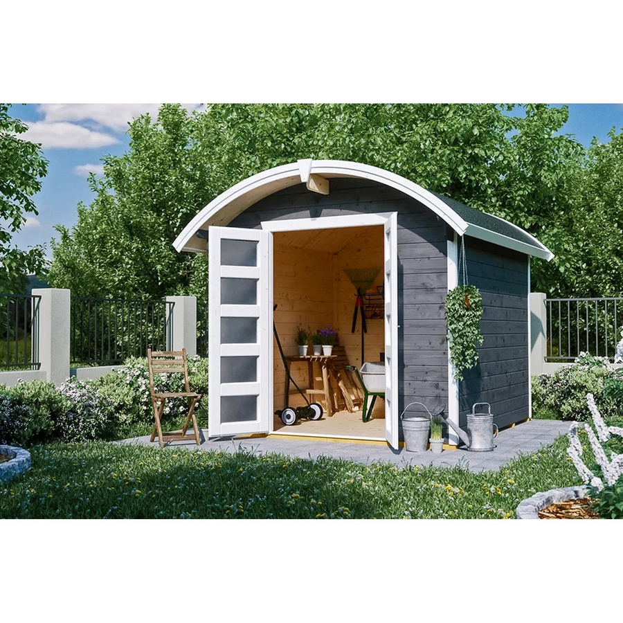 Holz-Gartenhaus Skan Holz Delft mit Tonnendach in Schiefergrau, B/T: 250 x 250 cm - Bild 2