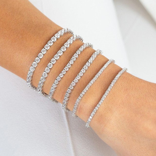 Tennis Chain Bracelet, Zirkonia, Kristall, Roségold, Damen - Bild 1