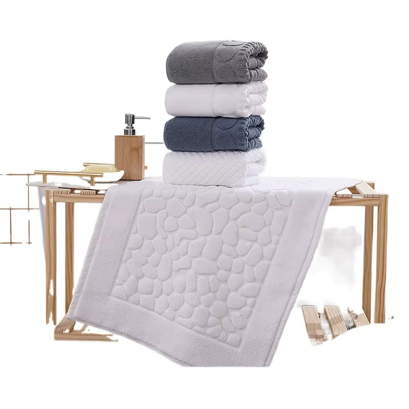 EGW Badezimmerteppich aus 100% Baumwolle in Weiß mit Kieselstein-Design, rutschfest, B/B: 80 x 50 cm - Bild 2