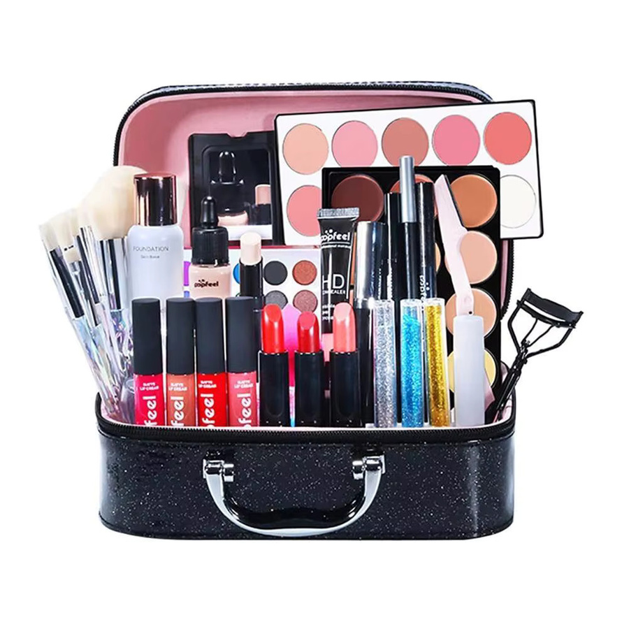 TMISHION Make-up-Kosmetik-Set mit Lipgloss-Pinsel, Puderquaste und Aufbewahrungsbox - Bild 3