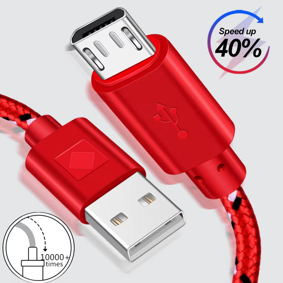 Micro USB Ladekabel aus schwarz geflochtenem Nylon für Datenübertragung und schnelles Laden mit 2,4 A - Bild 2