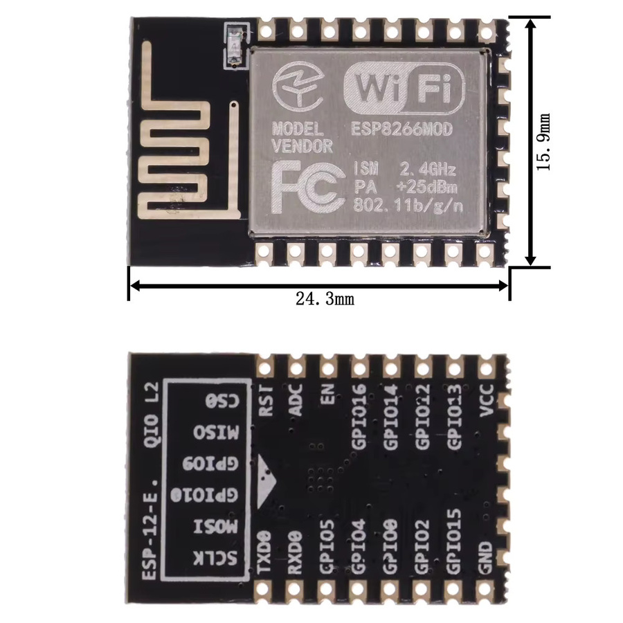 ESP8266 ESP-12F ESP-01 ESP-07 ESP-12S ESP-12E ESP-01S Serielles WiFi Wireless Modul in Schwarz - Bild 3