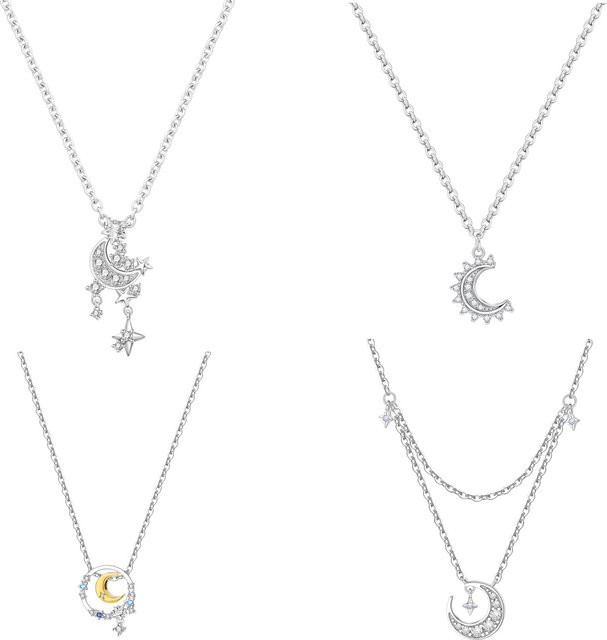 Orstarry Halskette, 925 Sterling Silber, Mond und Sterne, Damen - Bild 1