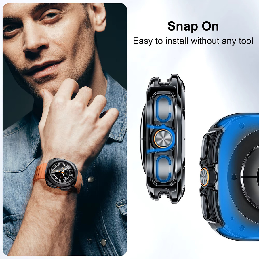 Samsung Glas+Hülle für Galaxy Watch Ultra 47mm, Silikon, Schwarz - Bild 5