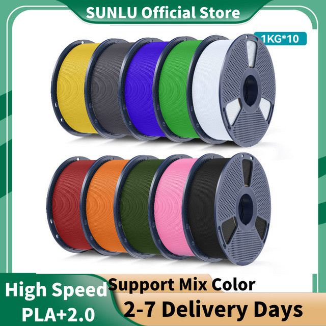 SUNLU PLA+ 2.0 Hochgeschwindigkeits-Filament für FDM 3D-Drucker, Blau, 10 kg - Bild 1