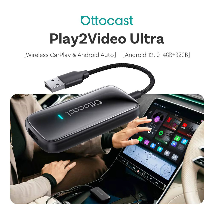 Ottocast Play2Video Ultra Wireless CarPlay Multimedia Smart Box mit WiFi6 und lokaler Medienwiedergabe in Schwarz für VW - Bild 4