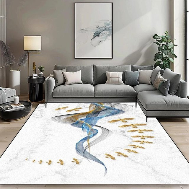 Karpetti Geometrischer Teppich in Weiß, Waschbarer und Rutschfester Bodenmatten aus Polyester für Wohnzimmer und Schlafzimmer, B: 200 cm, T: 300 cm - Bild 1