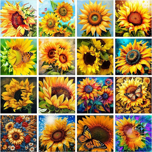 HUACAN 5D DIY Diamantmalerei Sonnenblume Blumen Mosaik mit Vollbohrern zur Wanddekoration - Bild 1