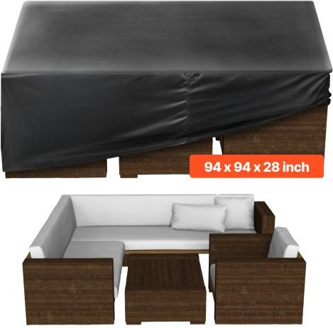 VEVOR Schutzhülle für Terrassenmöbel aus wasserfestem 420D Oxford-Gewebe, quadratische Abdeckplane für Gartenmöbel mit Belüftung, Schwarz, B/T/H: 239 x 239 x 71 cm - Bild 1