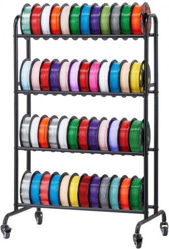 VEVOR Filament Lagerregal für 3D-Drucker, 3 Ebenen, Rollbares Organizer-Regal aus Kohlenstoffstahl, Schwarz, B/T/H: 68,0 x 40,0 x 88,0 cm - Bild 1