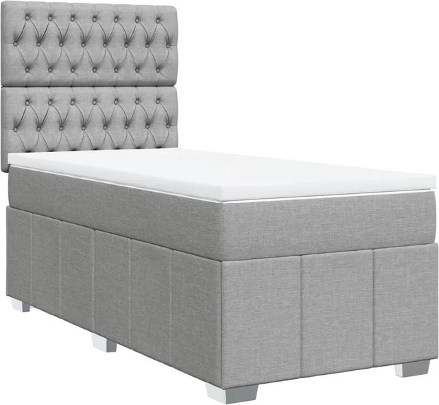 vidaXL Boxspringbett Hellgrau mit Matratze und USB-Ladeport, B/T: 80 x 200 cm - Bild 1