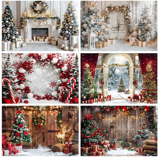 Yeele Fotohintergrund Weihnachten mit Weihnachtsbaum und Geschenken in Mehrfarbig für Kinder- und Familienporträts - Bild 1