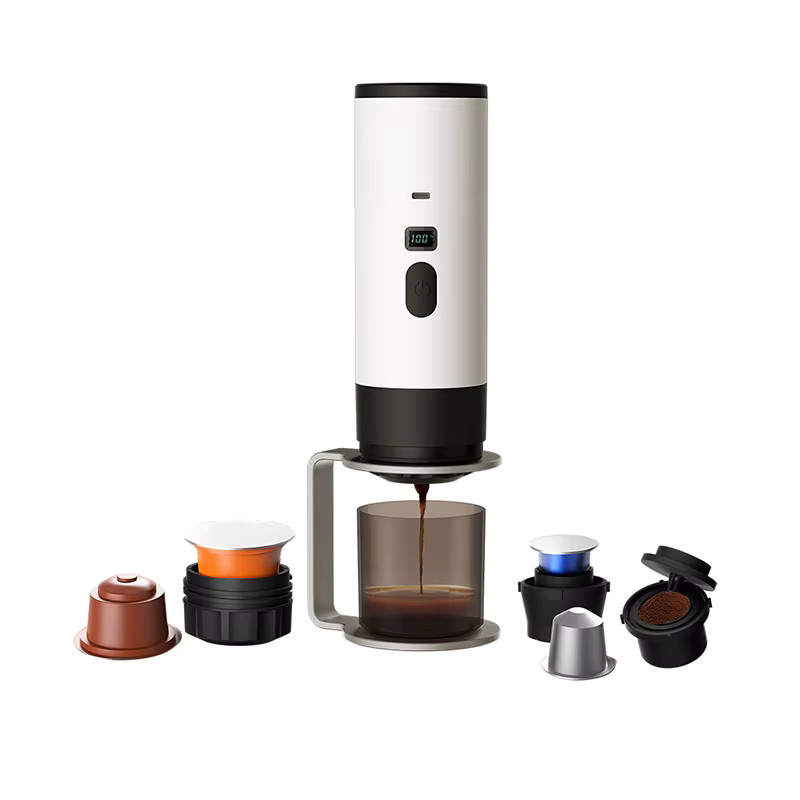 JFBONIN 3-in-1 Tragbare Elektrische Kapsel-Kaffeemaschine mit 7800mAh Akku für Reisen und Camping in Schwarz oder Weiß - Bild 6