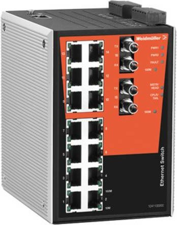 Weidmüller Industrial Ethernet Switch IE-SW-PL16M-14TX-2ST in Grau mit 100 Mbit/s und Ethernet/LAN-Anschluss - Bild 1