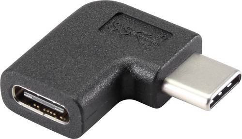 Renkforce USB-C Adapter USB 3.2 Gen 2 mit USB-C Stecker und USB-C Buchse, 90 Grad nach rechts gewinkelt, Schwarz - Bild 1