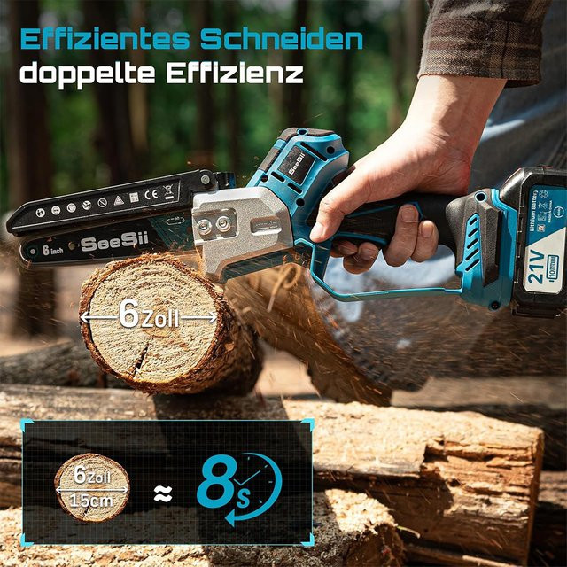 Seesii Kabellose bürstenlose 6-Zoll-Elektrokettensäge in Blau für Makita 18V LXT Akkus - Bild 1